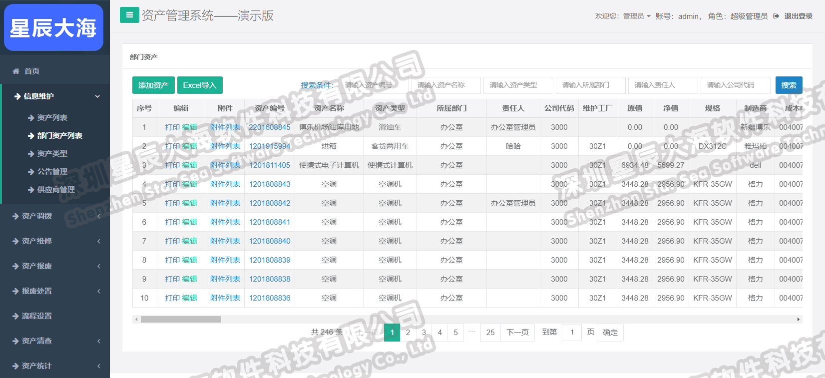 部门资产列表